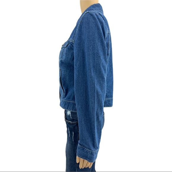 Faded Glory MEDIUM Blue Stonewash Denim Button Up Country Western Jean Jacket - Picture 4 of 8